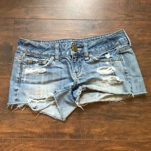 Light washed distressed shorts